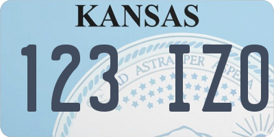 KS license plate 123IZO