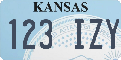 KS license plate 123IZY