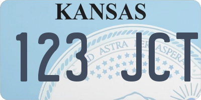 KS license plate 123JCT