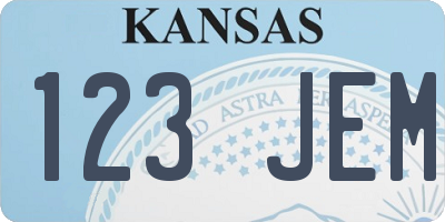 KS license plate 123JEM