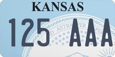 KS license plate 125AAA