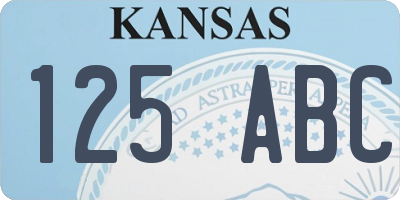 KS license plate 125ABC