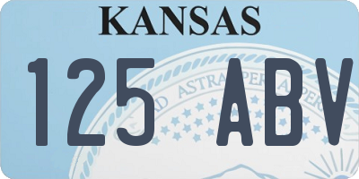 KS license plate 125ABV