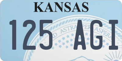 KS license plate 125AGI