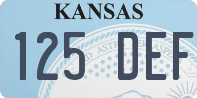 KS license plate 125DEF