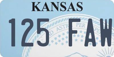 KS license plate 125FAW
