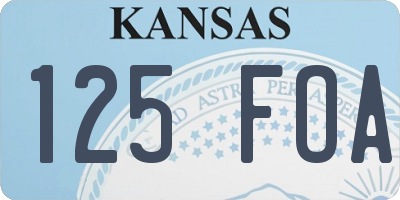 KS license plate 125FOA