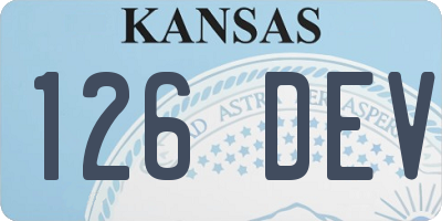 KS license plate 126DEV