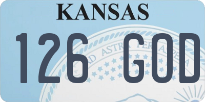 KS license plate 126GOD
