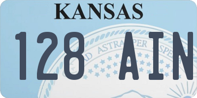 KS license plate 128AIN