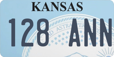 KS license plate 128ANN