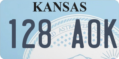 KS license plate 128AOK