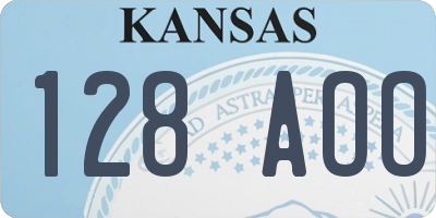 KS license plate 128AOO