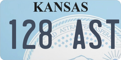 KS license plate 128AST