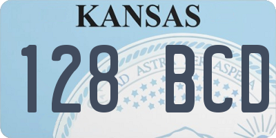 KS license plate 128BCD
