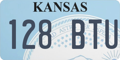 KS license plate 128BTU