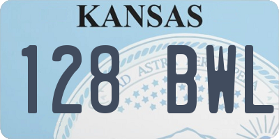 KS license plate 128BWL