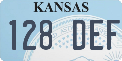 KS license plate 128DEF