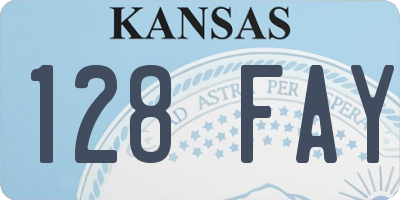 KS license plate 128FAY