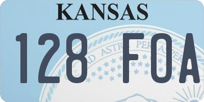 KS license plate 128FOA
