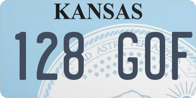 KS license plate 128GOF