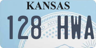 KS license plate 128HWA