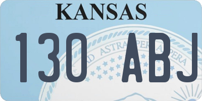 KS license plate 130ABJ