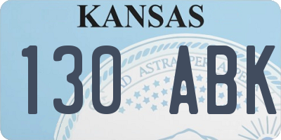 KS license plate 130ABK