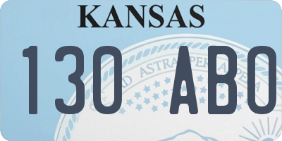 KS license plate 130ABO