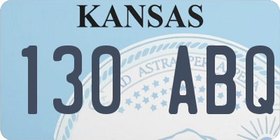 KS license plate 130ABQ