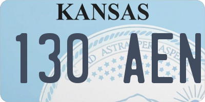 KS license plate 130AEN