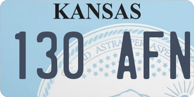 KS license plate 130AFN