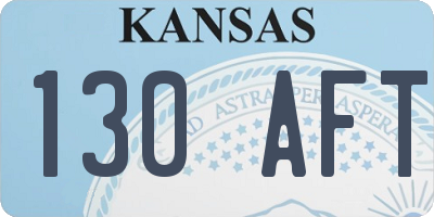 KS license plate 130AFT
