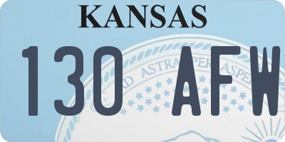 KS license plate 130AFW