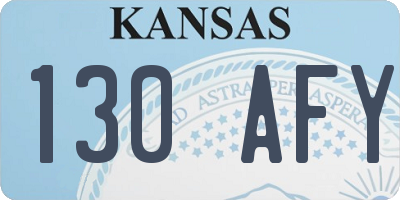 KS license plate 130AFY