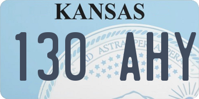 KS license plate 130AHY