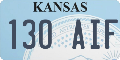 KS license plate 130AIF