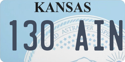 KS license plate 130AIN