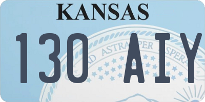 KS license plate 130AIY
