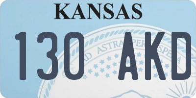 KS license plate 130AKD