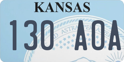 KS license plate 130AOA