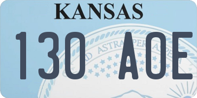 KS license plate 130AOE
