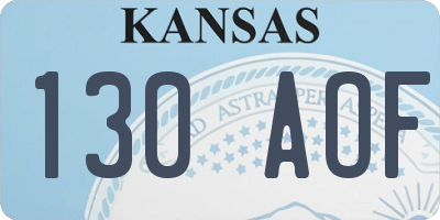 KS license plate 130AOF