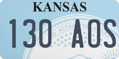 KS license plate 130AOS