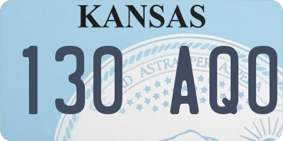 KS license plate 130AQO