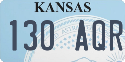 KS license plate 130AQR