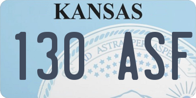 KS license plate 130ASF
