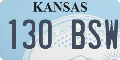 KS license plate 130BSW