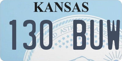 KS license plate 130BUW