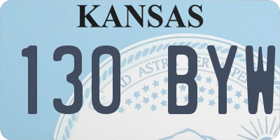 KS license plate 130BYW